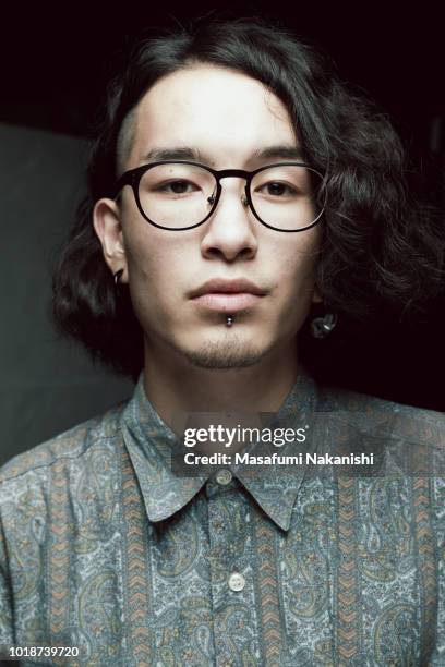 Renaissance style portrait of Asian men of Wavy Long Hair